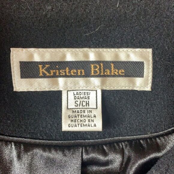 Kristen Blake Black Fine Australian Wool Blend Funnel Neck Pea Coat Size Small - Picture 3 of 13